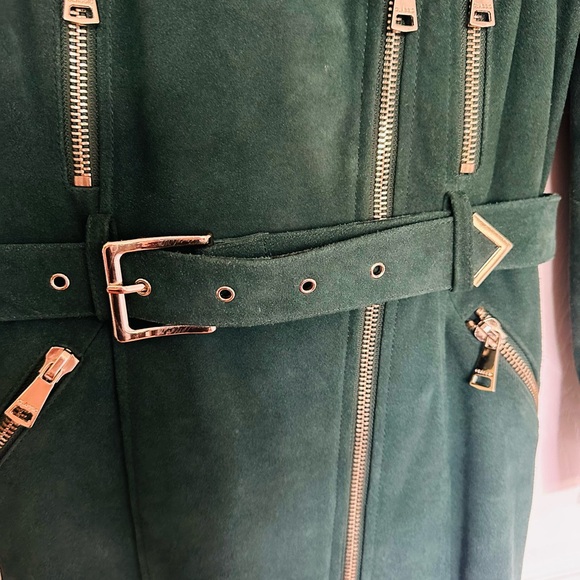 Revolve X NBD Green Leather Belted Dress Jacket Pockets Size 2 - Picture 9 of 14